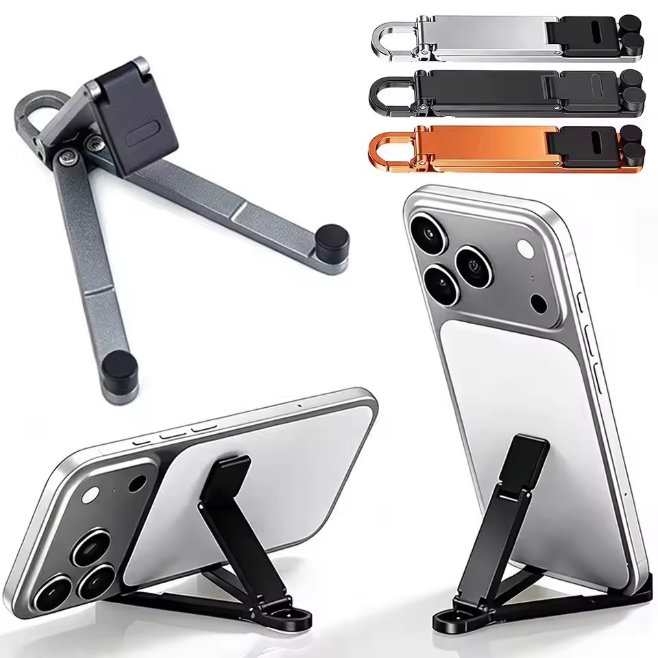 Quirky Phone Accessories - Penyangga Ponsel Lipat dengan Gantungan Kunci,