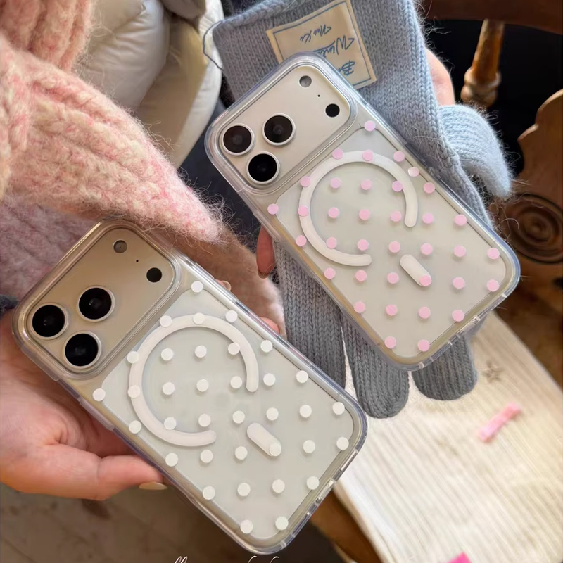 Phone Accessories For Girls - Casing Ponsel Magnetik Magsafe Motif Polkadot