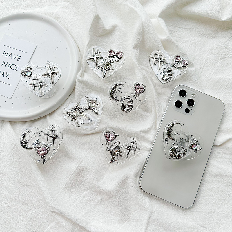 Phone Accessories Stand - Penyangga Ponsel Clear Heart Phone Grip