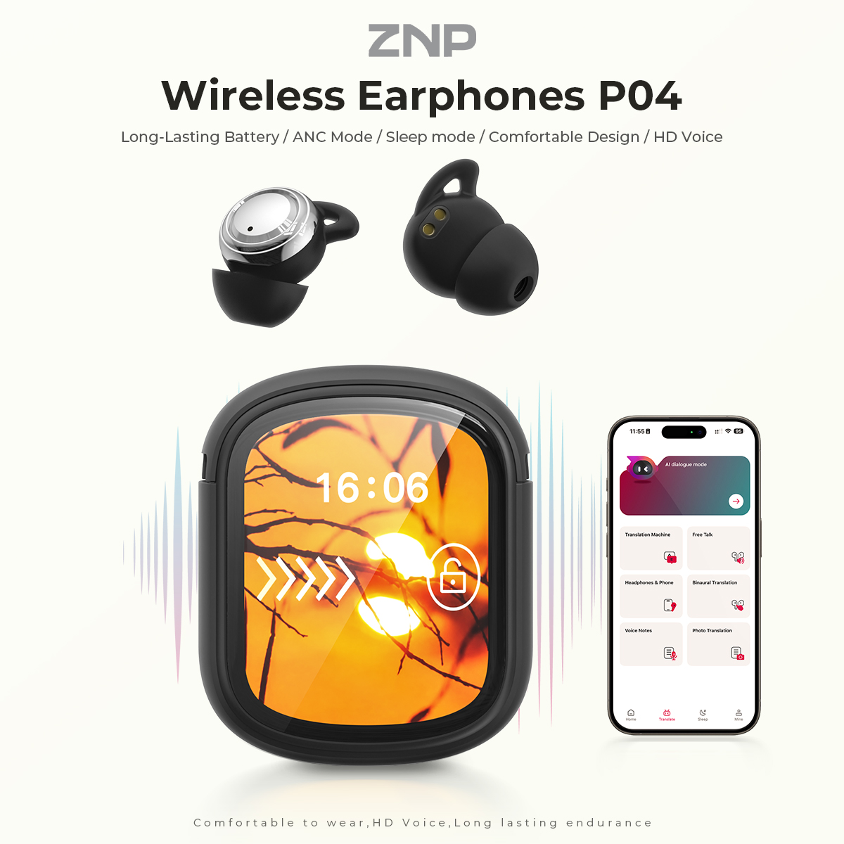 ZNP P04 Earbud Penenang Tidur  - Wireless Earbuds Case ulasan dan harga